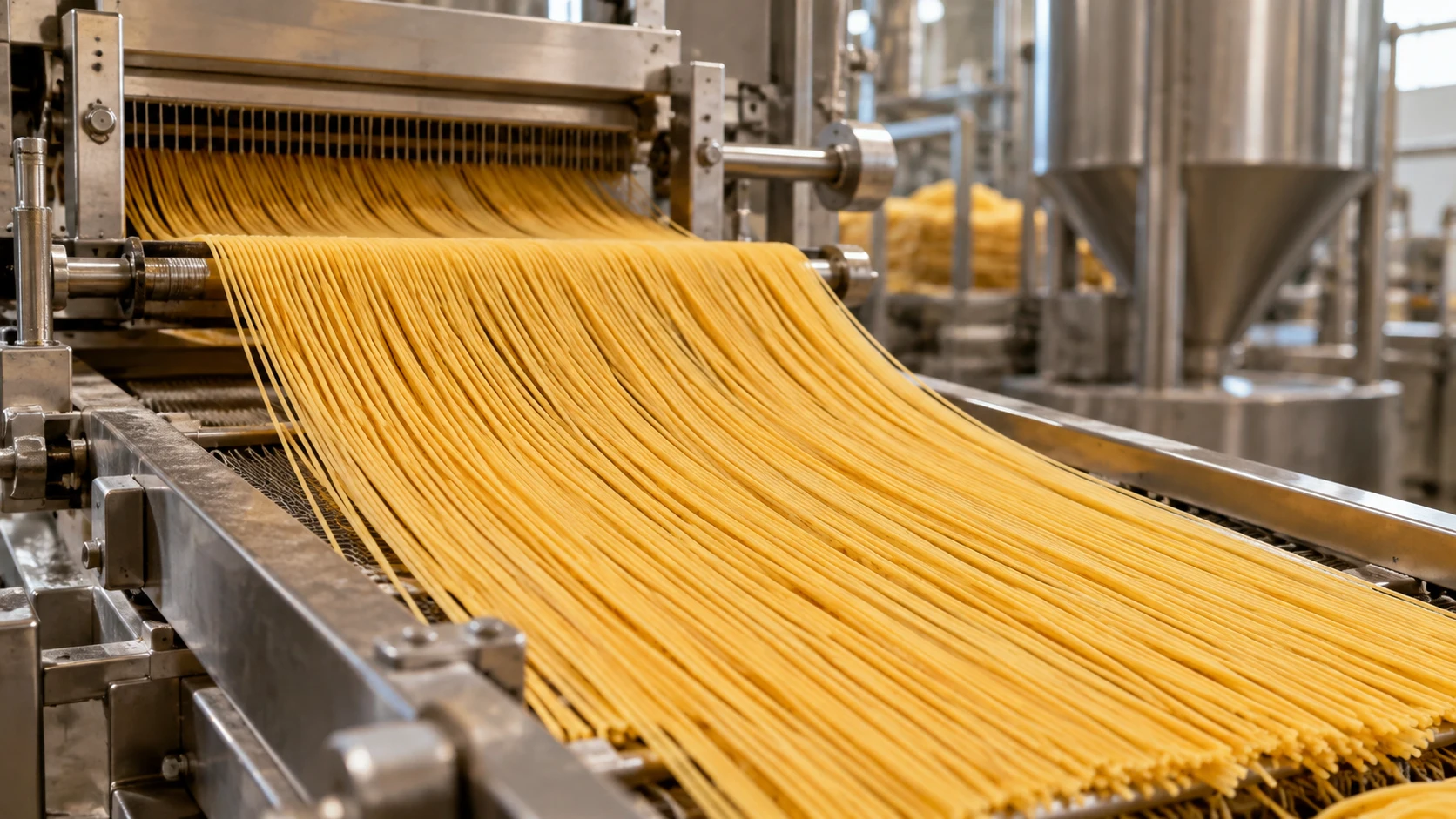 Conceptual pasta production line in a food-processing facility